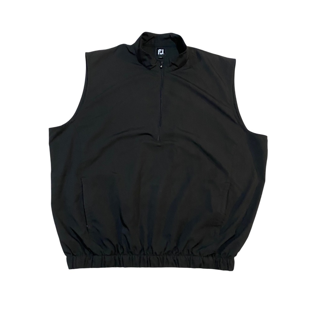 FootJoy Mens XXL Black Quarter Zip Golf Vest Pullover Sleeveless Windbreaker